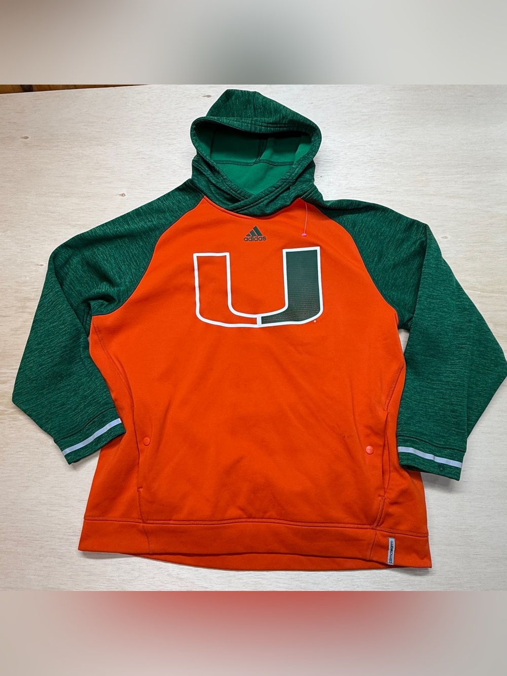 Adidas NCAA Men's Miami Hurricanes Sideline Player Hoodie, Orange & Green Sz XXL